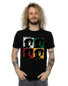 Bob Marley Vīriešu Krāsu Blokus, T-Kreklu Piedurknēm, Kokvilnas T Krekls Modes Dizaina Topi Tee 100% Kokvilnas, ar Īsām Piedurknēm O-veida Kakla Plus Lieluma