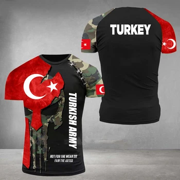 Turcijas Armija Vīriešu T-Krekls Veterāns Karavīrs Galvaskausa Drukāt Vasaras Džemperis O Apkakli, Īsām Piedurknēm Lielgabarīta Vīriešu Apģērbu Camisa
