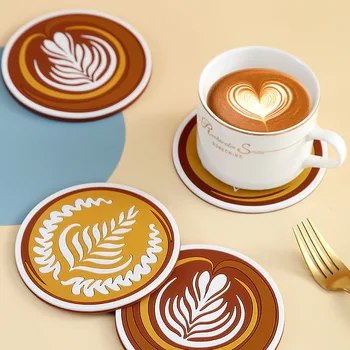 Latte art kafijas tasi mat ins izolācijas paliktņi kafijas galda dekori anti-slip bļodā sabiezējumu ēdamistabas placemat virtuves piederumi