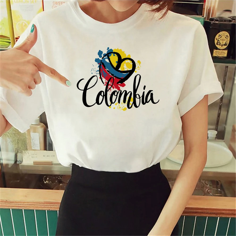 Kolumbija Tee sieviešu streetwear t-krekli meitene anime grafiskā harajuku apģērbi0