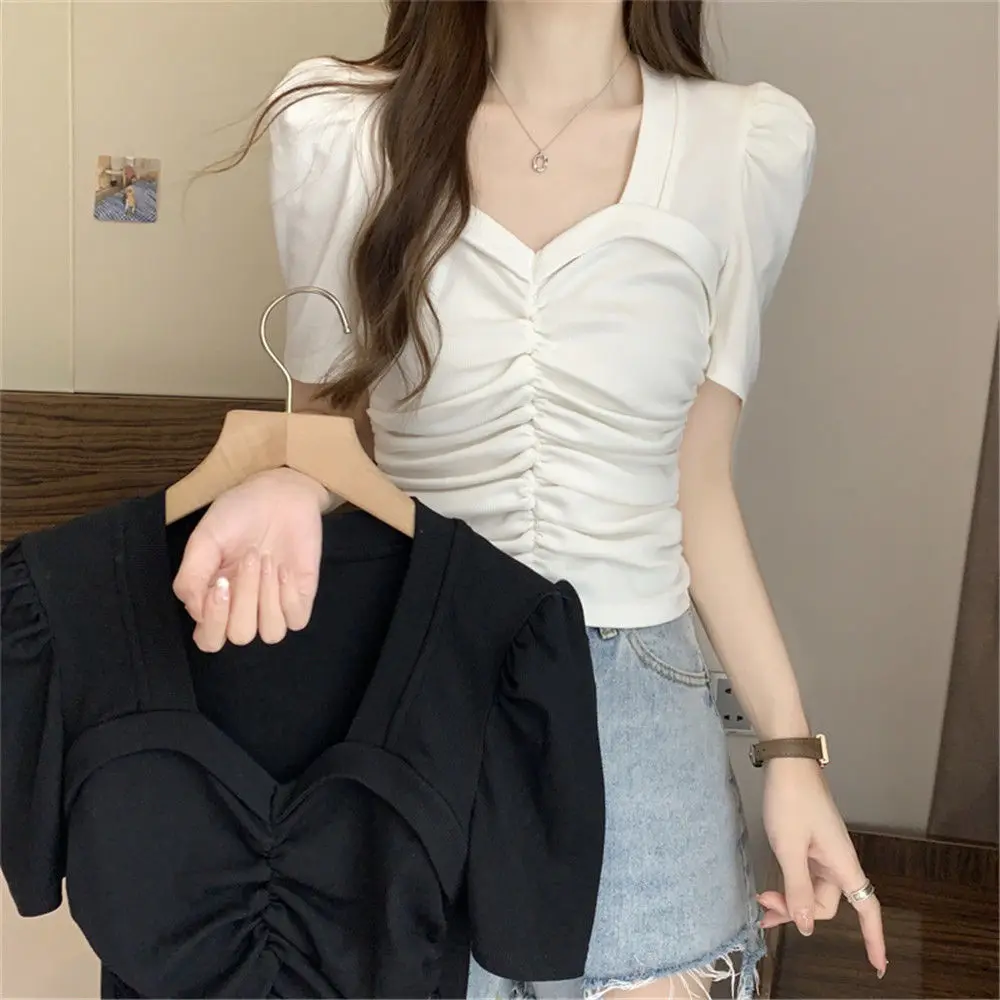 Vasarā Jauno korejas Modes T-krekls Sieviete Sexy V-neck Japāņu Tee Kreklu Femme Slim Izdilis T Sievietēm Cothes 2023 Pop Topi A6490