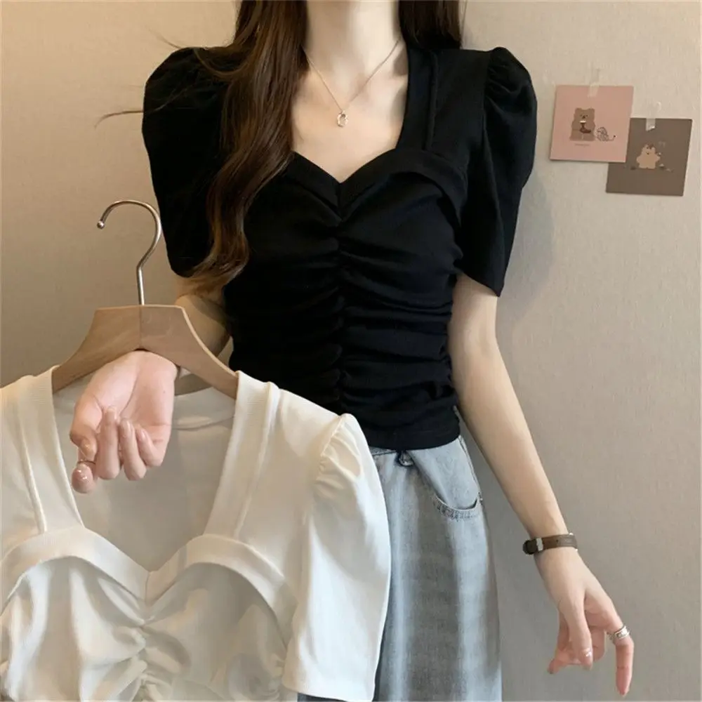 Vasarā Jauno korejas Modes T-krekls Sieviete Sexy V-neck Japāņu Tee Kreklu Femme Slim Izdilis T Sievietēm Cothes 2023 Pop Topi A6491
