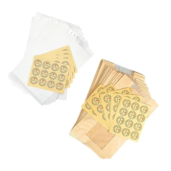 X6HD 50 GAB Kraft Papīra Maisiņi ar Caurspīdīgu Logu Maizes Iepakojuma Maisiņi, Darinātas Cepumu Konfektes Iepakojumu Pounches