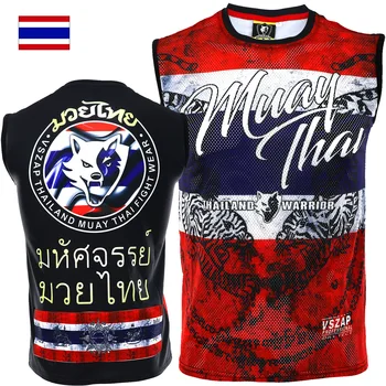 VSZAP Muay Thai Krekls Elpojošs Džiu Džitsu Cīņas Taizemes Boksa T-Krekls bez Piedurknēm, Fitnesa MMA Rashguard Vingrošanas Sporta Veste Top Jersey