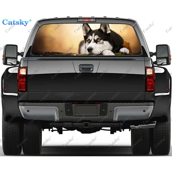 husky dzīvnieku suns Logu Decal Uzlīmes Grafiskais PVC Dekoratīvu Kravas automašīnu Uzlīmes, Perforētas Līmplēves, Universālās Uzlīmes