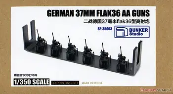 BUNKURU SP35003 1/350 Mēroga vācu 37mm Flak36 AA Pistoles (Plastmasas modelis)