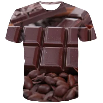 Smieklīgi Šokolādes T-Krekli Pārtikas Kūka 3D Drukas Streetwear Zēni Grils Modes Lielgabarīta Īsām Piedurknēm T Krekls, Bērnu t-veida Topi Apģērbi