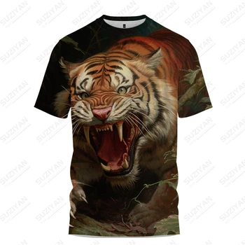 Vasarā jaunu vīriešu T-krekls sīva tiger 3D iespiesti vīriešu T-krekls gadījuma vīriešu T-krekls modes tendence vīriešu T-krekls
