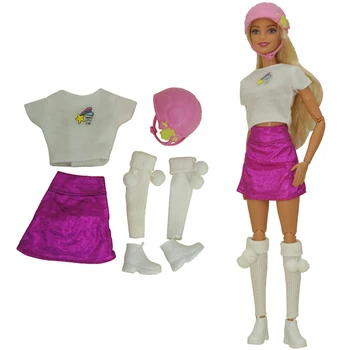 1Set Sporta Apģērbs Balts Krekls +Svārki +Cepures+Ganāmpulka +Kurpes 1/6 Lelle Ikdienas Apģērbu Barbie Lelle Meitene Piederumi