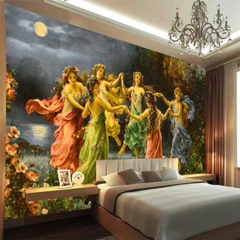 Custom tapetes, 3d foto murals Eiropas puses-krāsotas eļļas glezna grieķu dieviete dekoratīvās glezniecības TV fona tapešu