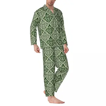 Baroka Drukāt Sleepwear Rudens Ražas Damask Vintage Lielajam Pidžamas Komplekts Cilvēks Ar Garām Piedurknēm Gudrs Atpūtas Grafiskais Naktsveļu