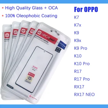 10Pcs (100% Oleophobic Pārklājums) Touch Screen Priekšējo Ārējo Stikls + OCA Par Oppo K7 K7x K10 K9 R17 Pro K9x RX17 NEO Panelis