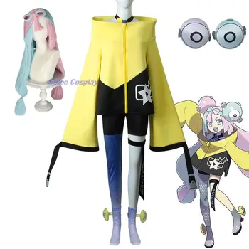 Lono Cosplay Anime Cosplay Kostīmu Parūka Kawaii Cute Drēbes Sievietēm, Dzeltenās Vestes Tērpi Halloween Karnevāla Tērps Koši & Violet