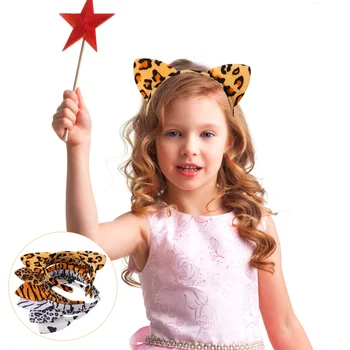 6pcs Dzīvnieku Ausis Galvas Leopard Graudu Plīša Galvassegu Galvassegas Cepures Tērpu, Aksesuāru Bērniem, Bērnu