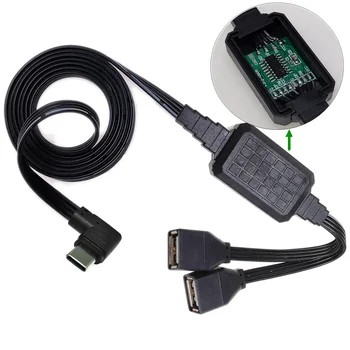 C-veida, OTG kabelis, adapteris,1 vīriešu spraudni 2 USB2.0 sieviete, Dual datu pārsūtīšanas konvertors 20CM 30CM 40CM