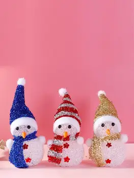 Ziemassvētku Sniegavīrs Dekorācijas, Iekštelpu Light Up Sniegavīrs Krāsa Mainās Statuetes ar Bateriju Darbināmas LED Sniegavīrs Iekštelpu Ziemassvētku