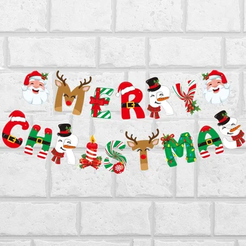 1 Gab. Priecīgus Ziemassvētkus Karoga Velkot Ziemassvētku Banner Sienu Apdare Uzlīme Grafiti Uzlīmes Jauno Gadu DIY Rotājumi Uzlīme