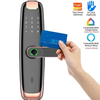 Tuya WIFI Elektroniskā Slēdzene Gudrs Durvju slēdzenes pirkstu Nospiedumu Paroli, IC Card NFC APP Taustiņu Tālvadības Atslēgt TTlcok Strādāt ar Google Alexa