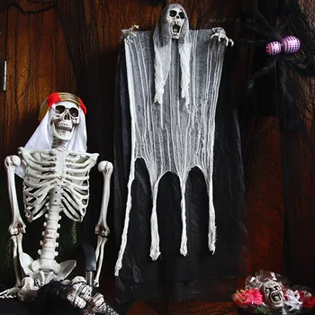Halloween Rotājumi, Āra Karājas Skelets Spoku Rotājumi, Biedējoši, Baigais Pļāvēji ar Cepuri Halloween Ārpus