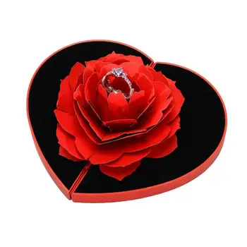 3D Sirds Formas Rožu Ziedu Gredzenu Lodziņu Priekšlikumu, Kāzu Gredzenu, Displeja Turētājs Box Speciāli Paredzētas Pāriem, Rotaslietas Uzglabāšanas Gadījumā