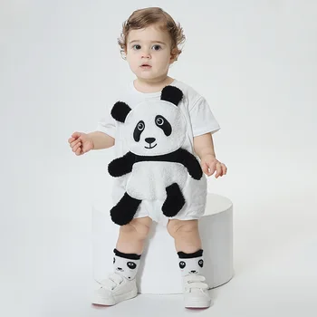 Jaundzimušo Bērnu Apģērbi Meitenēm Zēniem Bodysuit Kawaii Vasaras Baby Romper Karikatūra Panda Tērpiem Toddler Zīdaiņu Onesie Playsuits