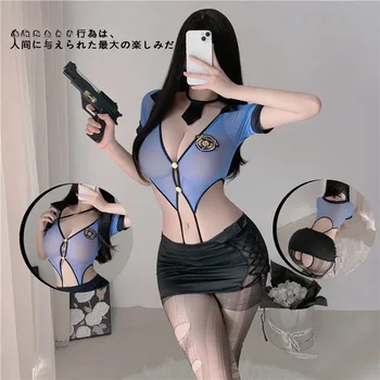 Sieviešu Cosplay Apakšveļa Seksa Bodysuit Policijas Instruktora Lomu spēlē Kleitu Sexy Apakšveļa Atvēršanas Viedokļa Ietīšana Hip Svārki