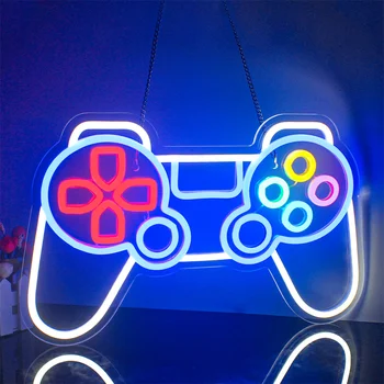 Spēlētājs Neona Zīme, Spēļu zāle, Sienas Dekori USB Powered LED Neona Gamepad Formas LED indikators iedegas Pazīmes Spēļu Zona Zēni Pusaudžu Bērni Guļamistaba
