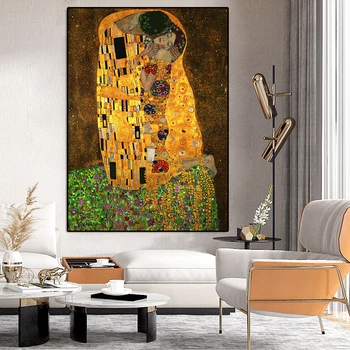 Audekla Sienas Slaveno Eļļas Glezna, reprodukcija, Gustava Klimta Vīnes Skūpsts Mrs Bower Zelta Koku Abstraktās Mākslas Plakātu, Dekoratīvas Gleznas