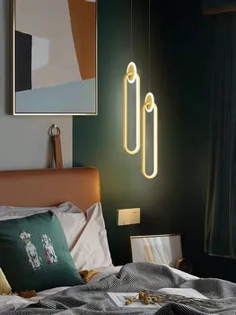 Minimālisma Modernās Guļamistabas Gultas Vienu Kulonu Lampas Zelta Metāla Dzīvojamās Istabas Interjera Apdare, LED Apgaismes Armatūra