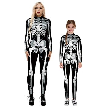 Halloween Skelets Drukāt Kostīmu Šausmu Skelets, Roze, Bodysuit Unisex 