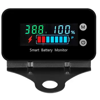 Universāla Akumulatoru Monitors Ar Stiprinājuma 7-100V Auto Motocikla Akumulatora Mērītājs IPX7 Ūdensizturīgs Melns ABS