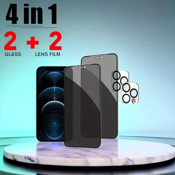4gab Pilnībā Segtu privātās dzīves Rūdīta Stikla ar objektīvu filmu IPhone 14 Pro Max 11 15 Pro 13 12 Mini Ekrāna Aizsargi