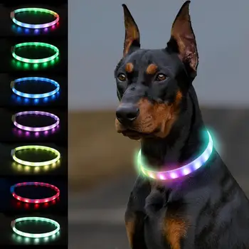 LED Kvēlojošs kaklasiksna Regulējams Mirgo Rechargea Gaismas Apkakles Nakts Anti-Zaudēja Suns Gaismas Josta Mazs Suns Pet Produktu