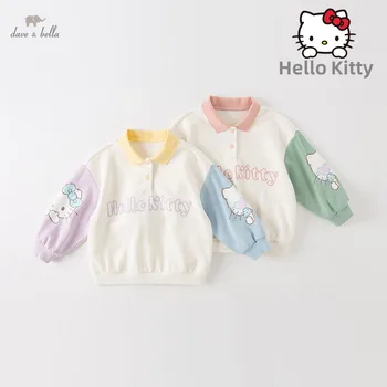 Hello Kitty Dave Bella Pavasara Karikatūra sporta Krekls Meiteņu Drēbes, Topi Bērnu Pullove Bērnu Apģērbu Toddler sporta Krekli DB1230154