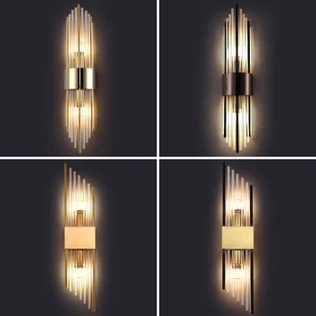 Luksusa LED Sienas Lampa Mūsdienu Kristāla Sienas Sconce Gaismas Dekori Guļamistabai Eju Fona Dzīvojamās Istabas Iekštelpu Dekoratīvā Apgaismojuma