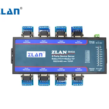 ZLAN5843A 8 portu RS232, RS485, ar Ethernet TCP/IP Modbus rūpniecības vairākas Ethernet sērijas serveri