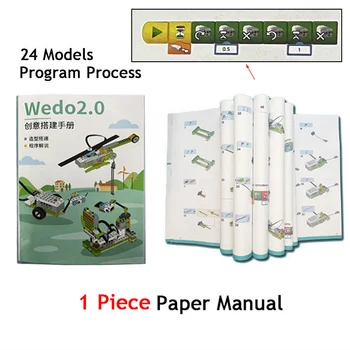 24 Modelings Lietošanas Komplektē Celtniecības Bloki, Zīmēšanas Papīra Grāmatu Guide Rokasgrāmata 45300 WeDo 2.0 galvenās DIY Izglītības Rotaļlietas