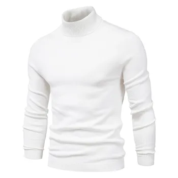 6XL Rudenī Jaunu Vīriešu Balts Džemperis Džemperis Y2k Modes Gadījuma Bieza augstu uzrullētu apkakli Vilnas Adīti Cilvēks Streetwear Trikotāža Pull Homme