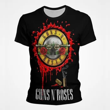 Guns N Roses Grafiskais Pop T Krekls 3D Amerikāņu Hard Rock Grupa Iespiesti Īsām Piedurknēm Kids Fashion 