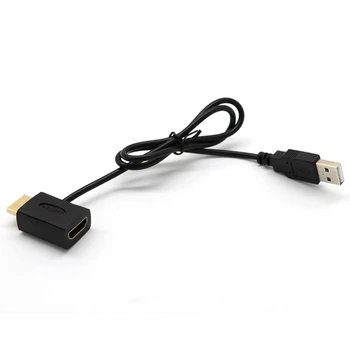 2X Sieviešu un Vīriešu Savienotājs + USB 2.0 Lādētāja Kabeli Spliter Adapteris Extender