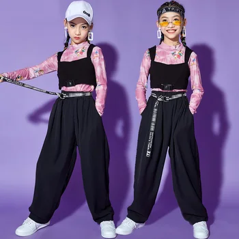 Bērniem Džeza Deju Apģērbs Kpop Apģērbu 3PCS Hip Hop Dancewear Bērniem, Ielu Dejas, Apģērbu Cheerleaer Vienotu DL8036