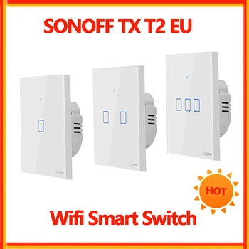 Sonoff TX T2 ES 1 2 3 Banda WIFI Smart Switch Smart Home Tālvadības 433 RF Sienas Touch Slēdzis Gaismas Slēdzis Strādā ar Alexa