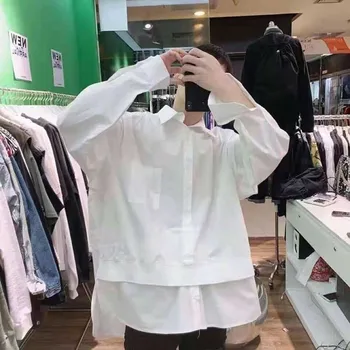 Pavasarī, Rudenī Nelegālo Vīriešu Krekls ar garām Piedurknēm Modes Gadījuma Harajuku 2xl Lielgabarīta Streetwear Apģērbu Hip Hop, Punk Melna Balta