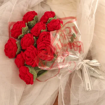 Handwoven Rožu Komplektā Materiāls Vilnas Diegi Mājās Tamborēt DIY Materiāla Soma Ziedu Skolotāja Valentīna Diena Dāvanu Draudzeni