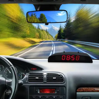Praktisko Transportlīdzekļa Pulkstenis Noslēgta Dizaina Automobilis, Digitālais Pulkstenis 3-in-1 Funkcija Ēnojumu Visor LED Elektronisko Pulksteni