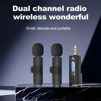 Lavalier Mikrofons Bezvadu Atloks Mikrofons Bezvadu Dual Klipu par Mikrofonus iPhone DSLR Android Tālrunis Video Ieraksts