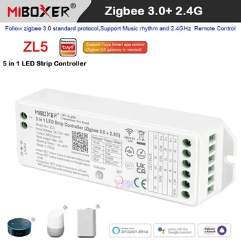 12V 24V Miboxer Zigbee 3.0+2.4 G Dual white/RGB/RGBW/RGBCCT 5 in 1 LED Lentes Kontrolieris ZL5 KMT Vienu krāsu Gaismas lentes Reostats