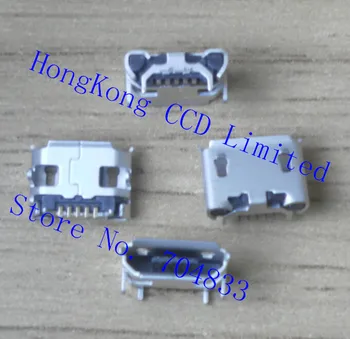 500pcs/daudz Micro USB 5P 5-pin Micro USB Ligzda 5Pins Micro USB