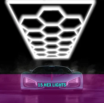 Hexiagon 14 hexiagon LED garāžas gaismas ar taisnstūra rāmi, auto detaļu veikals, sporta