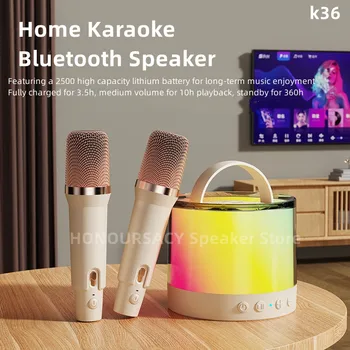 28W Mini Portatīvo Āra Karaoke Bluetooth Skaļrunis Ar Bezvadu Mikrofonu Kartes Subwoofer Caixa De Som Bērnu Dāvanu